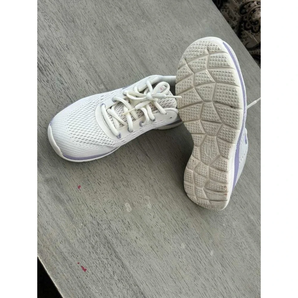 Skechers Lite-Weight‎ Womens 7 White Lavender Mesh Sneakers 56129R NTMT